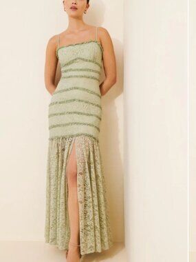 Anthropologie BHLDN Maxi Lace Mint Green Color Dress size XL